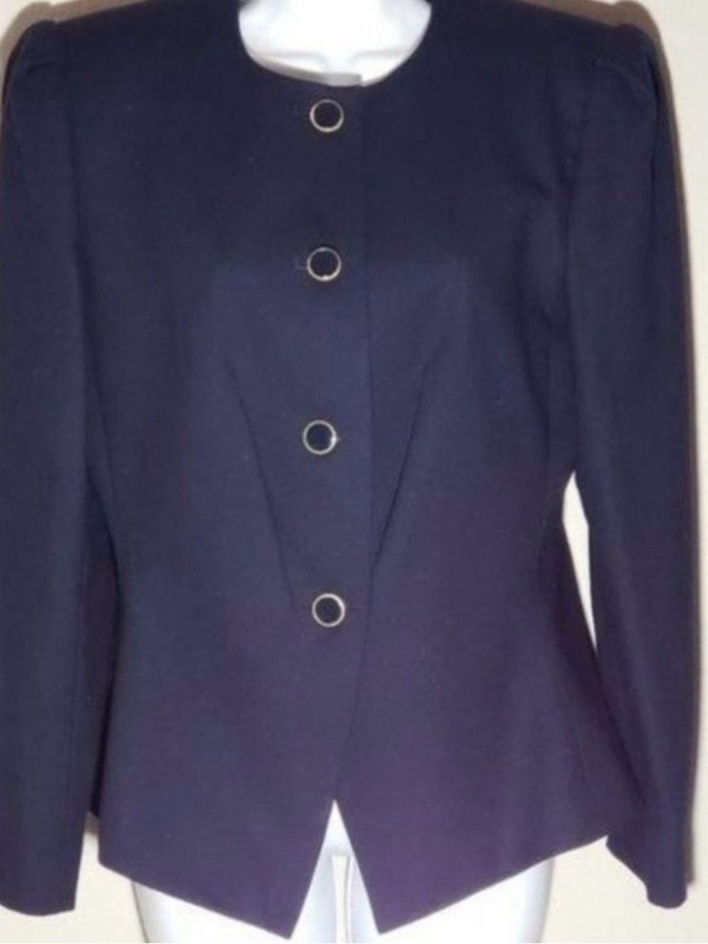 Kasper Wool Button Up Cinch Waist Blazer Navy Size Medium (6/8) - Picture 10 of 10